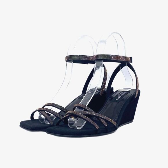 Pedro Garcia Inna Crystal Wedge Sandal in Black Swarovski Crystals Size 6 - Picture 3 of 15